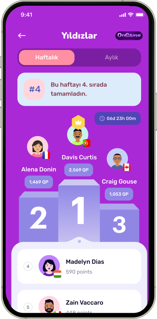 Ongame mobil uygulama ekranı