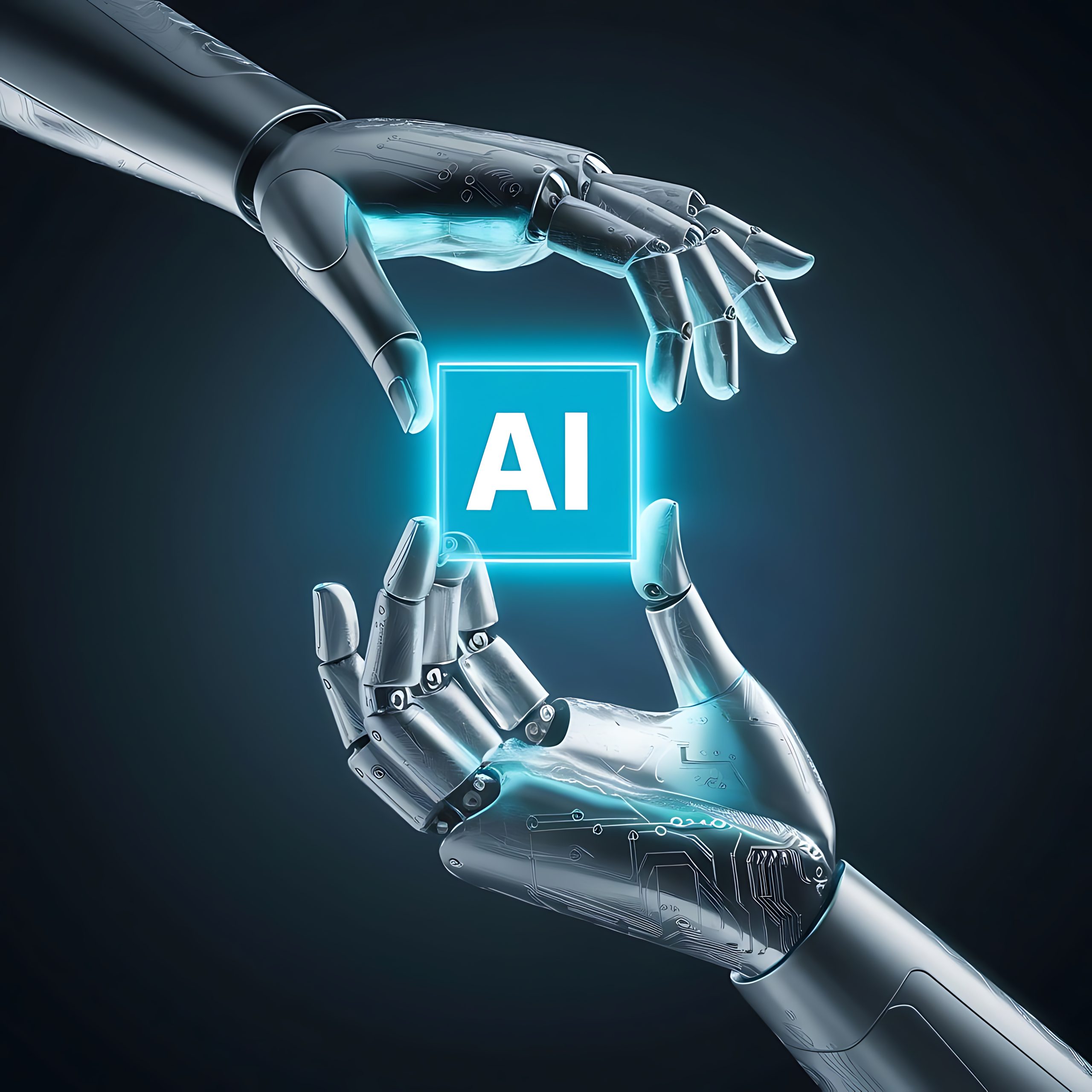 Norax AI yapay zekâ çözümünü temsil eden robotik eller