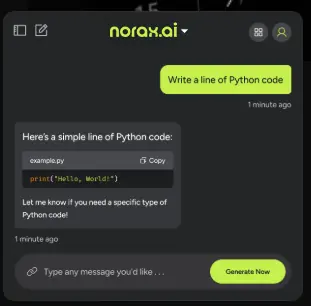 Norax chat ekranı